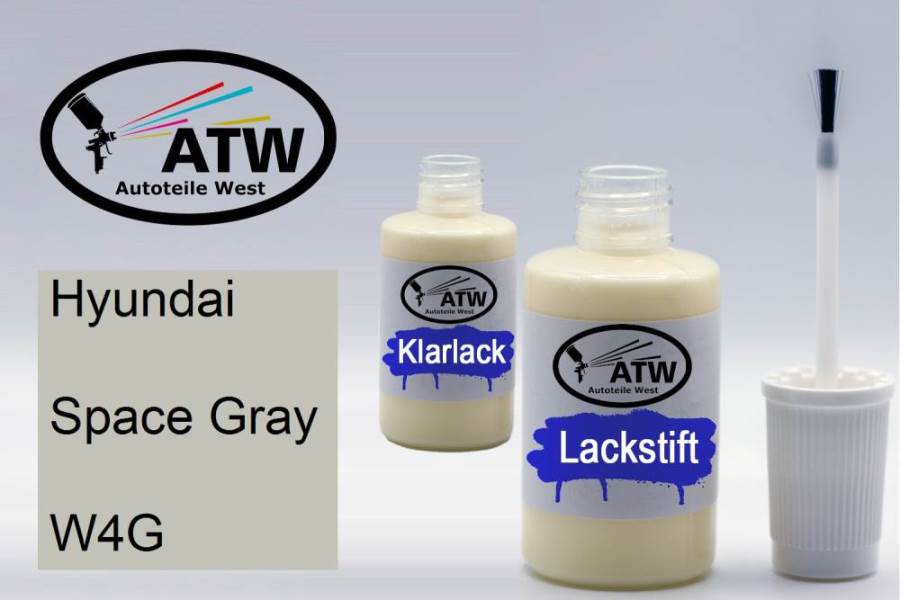 Hyundai, Space Gray, W4G: 20ml Lackstift + 20ml Klarlack - Set, von ATW Autoteile West.